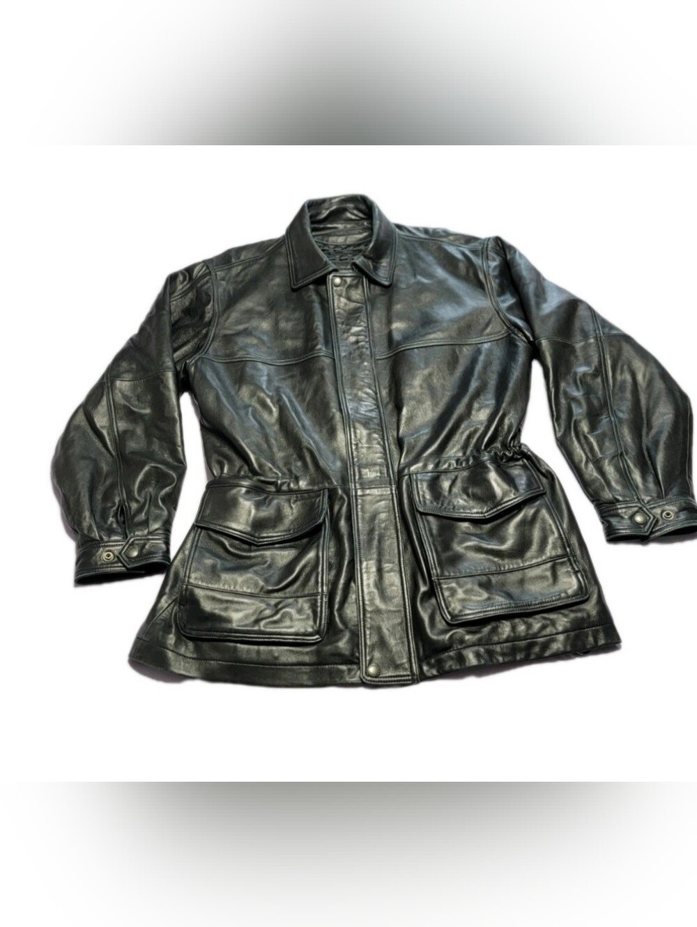 Claiborne Men's Lambskin ButterSoft Leather Jacket Draw Waist Black XL
